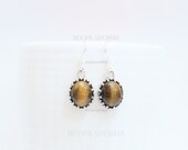 925 Sterling silver jewelry designer earring,9 x 11 mm oval TIGER gemstone ,earrings jewellery