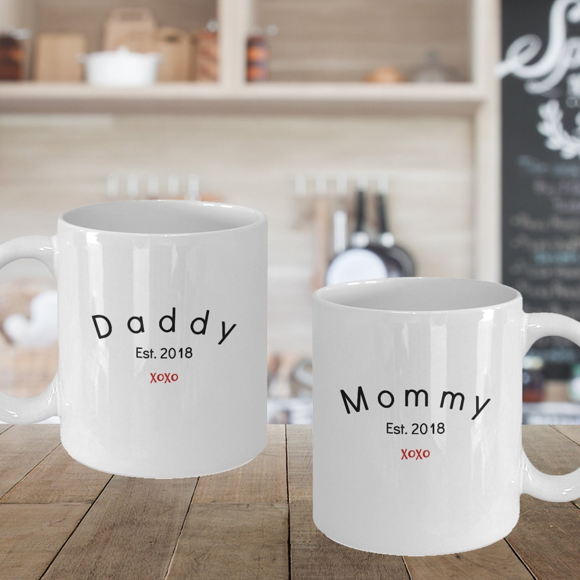 New Mommy and Daddy Mugs Set of Two Personalized Gift Baby Etsy