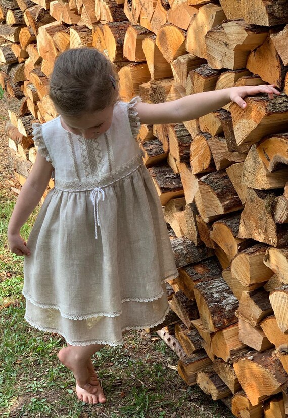 Girls Linen Summer Dress. Linen Dresses For Girls With Accessories Girls Linen Summer Dress. Linen Dresses For Girls With Accessories
