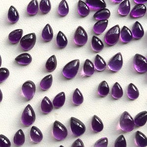Lotto di cabochon di ametista naturale a forma di pera, cabochon di pietra preziosa di ametista viola, dimensioni mm, lotto di ametista a forma di pera, creazione di gioielli in ametista