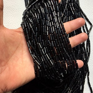 Tube Shape  Black Onyx Smooth beads 14 Inches Strand 11 mm 3 mm Onyx Beads For Necklace & Jewelry Making Craft fany Onyx beads