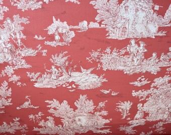 Blue toile de jouy Le Loup fabric material c 1900 printed cotton material