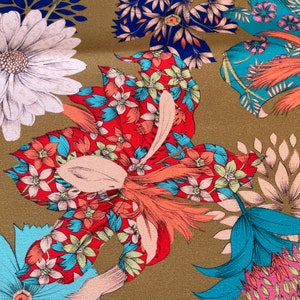 Kimono style fabric Asian flowers cotton chinoiserie