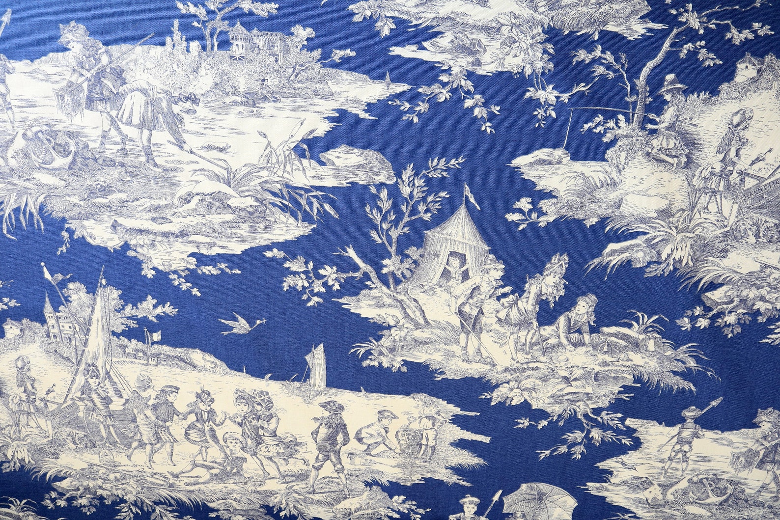 Toile De Jouy Fabric French Country Style Upholstery Fabric Etsy
