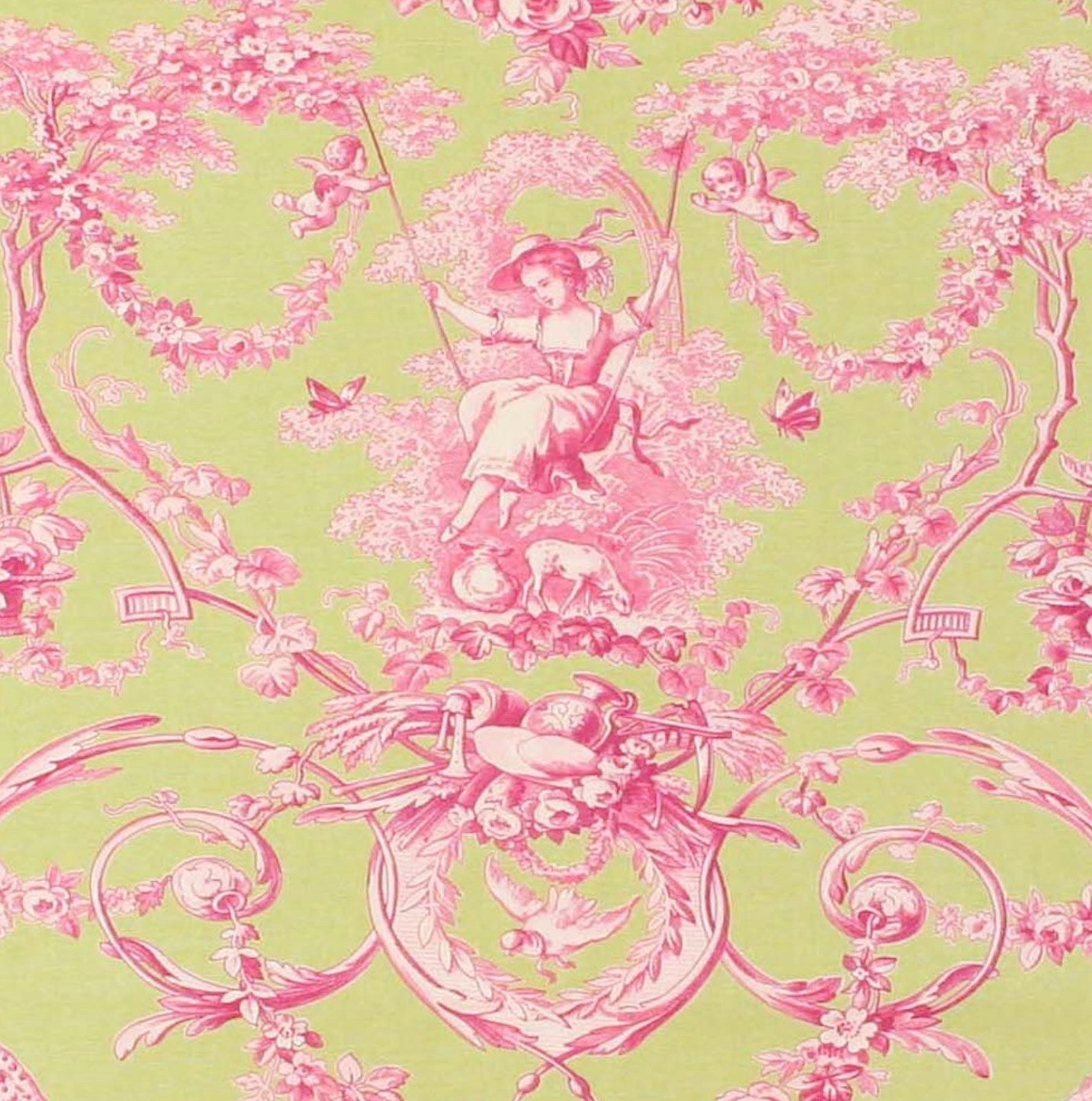 Toile De Jouy Fabric French Country Style Upholstery Fabric Etsy