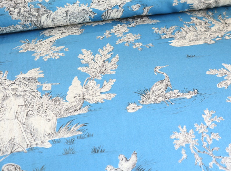 Toile De Jouy French Country Style Fabric - Etsy