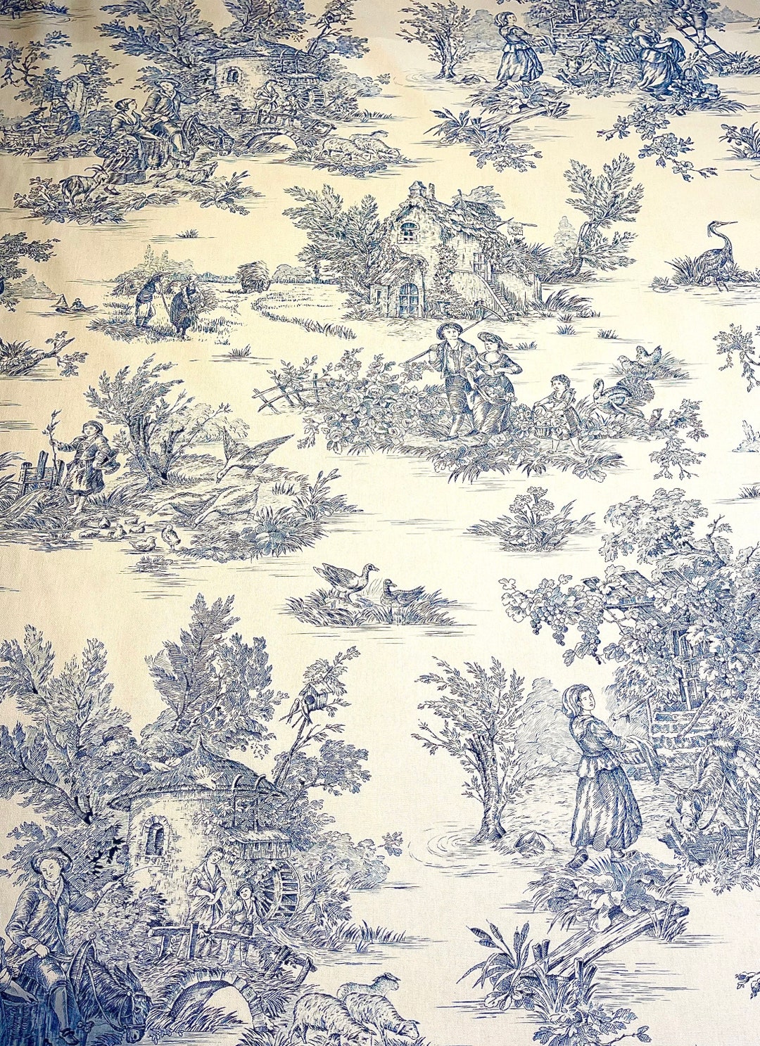 Toile De Jouy French Country Style Fabric Upholstery Fabric - Etsy
