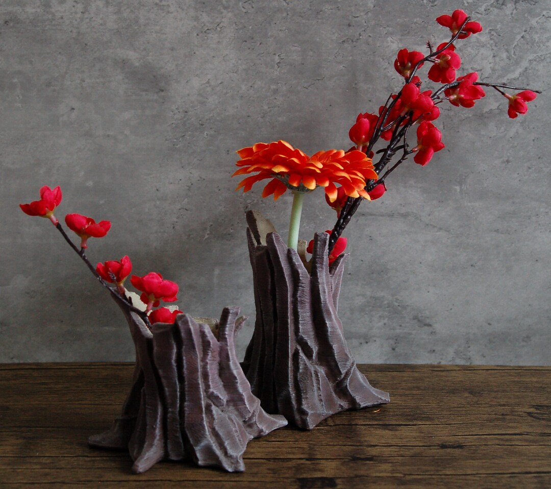 3D Printed Tree Stump Vases V2short and Tall Pair Etsy