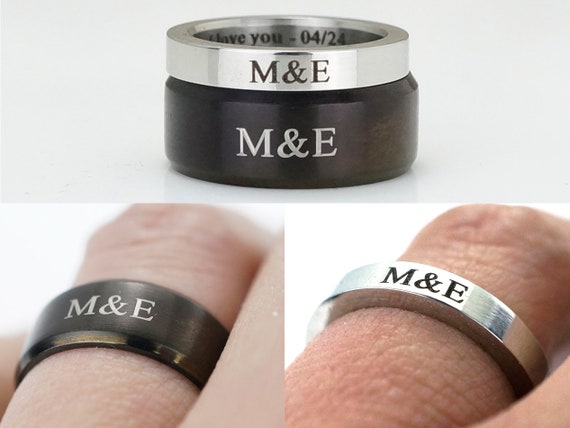 personalized couples rings set