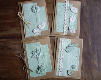 Set of 4 cards on handmade paper. With envelopes.