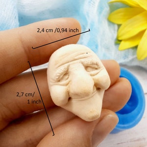 Силиконовая форма старое лицо/ведьма размер 2,4х2,7 см/0,94х1 дюйм Форма для глины Миниатюрное старое лицо/ведьма для украшения Хэллоуина