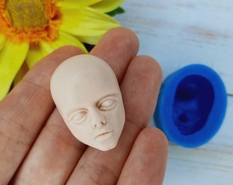 Silicone mold man face, doll face size 3,5х2,2 cm/ 1,37х0,9 inch Doll mold for clay Miniature face doll mold Silicone Mold cup decorating