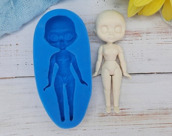 Molde de silicone para boneca, tamanho 8x3,3 cm/3,5x1,3 polegadas, molde para boneca em miniatura de argila, molde de silicone para resina