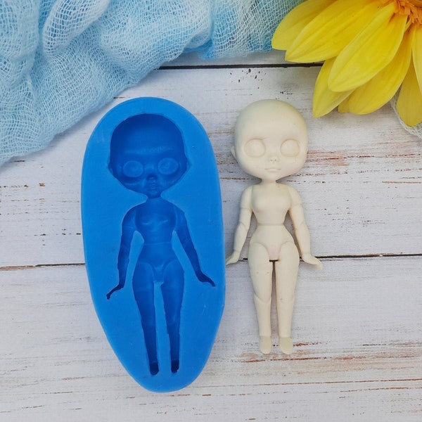 Silicone mold of doll size 8х3,3 cm/3,5х1,3 inch Doll mold for clay Miniature puppet mold Silicone Mold for resin