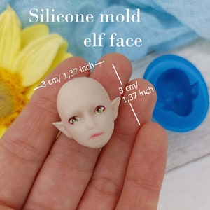 Silicone mold elf face/ doll face size 3х3 cm/1,37х1,37 inch Doll mold for polymer clay Miniature elf face mold Silicone Mold cup decorating