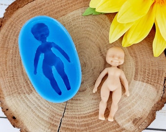 Silicone mold of doll size 4,7х2,3 cm/1,85х0,9 inch Doll mold for clay Miniature puppet mold Silicone Mold for resin