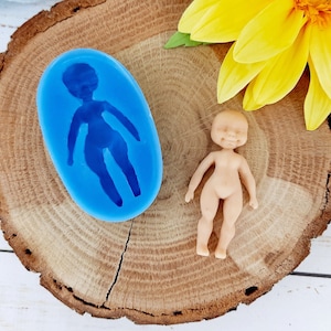 Silicone mold of doll size 4,7х2,3 cm/1,85х0,9 inch Doll mold for clay Miniature puppet mold Silicone Mold for resin