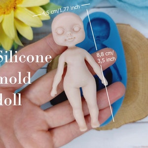 Stampo in silicone per bambola misura 8,8х4,5 cm/3,5х1,7 pollici per argilla polimerica, resina, fondente, cioccolato e mastice di zucchero Stampo in silicone per decorare tazze