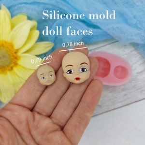 Silicone mold 2-faces of doll size 1,5х1,5 & 2х2,5 cm/ 0,59x0,59 and 0,78x0,98 inch for polymer clay, fondant, chocolate and sugar mastic