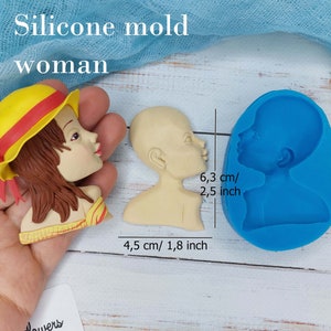 Silicone mold of woman size 6,3х4,5 cm/2,5х1,8 inch for polymer clay resin, fondant, chocolate and sugar mastic Silicone Mold cup decorating