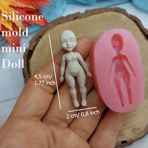 Silicone mold of doll size 4,5х2 cm/ 1,77x0,8 inch (RED) for clay and resin, fondant and chocolate mold Miniature puppet mold,mold cup decor