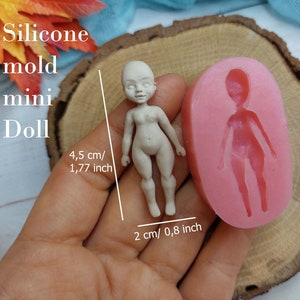 Silicone mold of doll size 4,5х2 cm/ 1,77x0,8 inch (RED) for clay and resin, fondant and chocolate mold Miniature puppet mold,mold cup decor