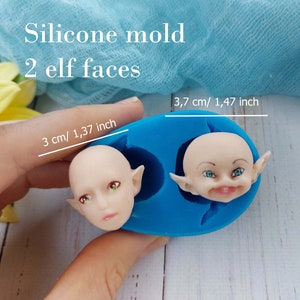 Silikonform Elfengesichter / Puppengesichter Größe 3 x 3 cm Puppenform für Fondant Schokolade und Zuckermastix Miniatur Elfengesichtsform