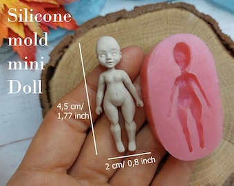 Siliconenmal van popgrootte 4,5х2 cm/1,77 x 0,8 inch (ROOD) voor klei en hars, fondant en chocoladevorm Miniatuurpopvorm, mal bekerdecor