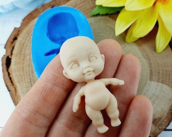 Silicone mold of doll size 4,9х3 cm/1,9х1,2 inch Doll mold for clay Miniature puppet mold Silicone Mold for resin