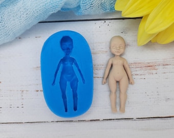 Silicone mold of doll size 4,5х2 cm/1,77х0,8 inch Doll mold for clay Miniature puppet mold Silicone Mold for resin