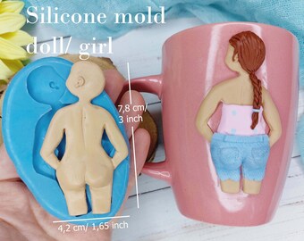 Molde de silicona de muñeca/niña tamaño 7,8х4,2 cm/3х1,7 pulgadas para resina de arcilla polimérica fondant chocolate y masilla de azúcar Molde de silicona decoración de tazas