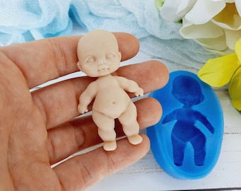 Silicone mold of doll size 5,9х3,5 cm/2,3х1,4 inch Doll mold for clay Miniature puppet mold Silicone Mold for resin
