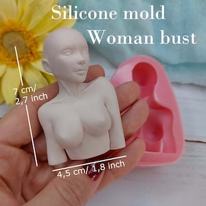 Silicone mold of bust woman (RED) size 7х4,5 cm/ 2,7х1,8 inch for clay resin fondant chocolate and sugar mastic Silicone Mold cup decorating