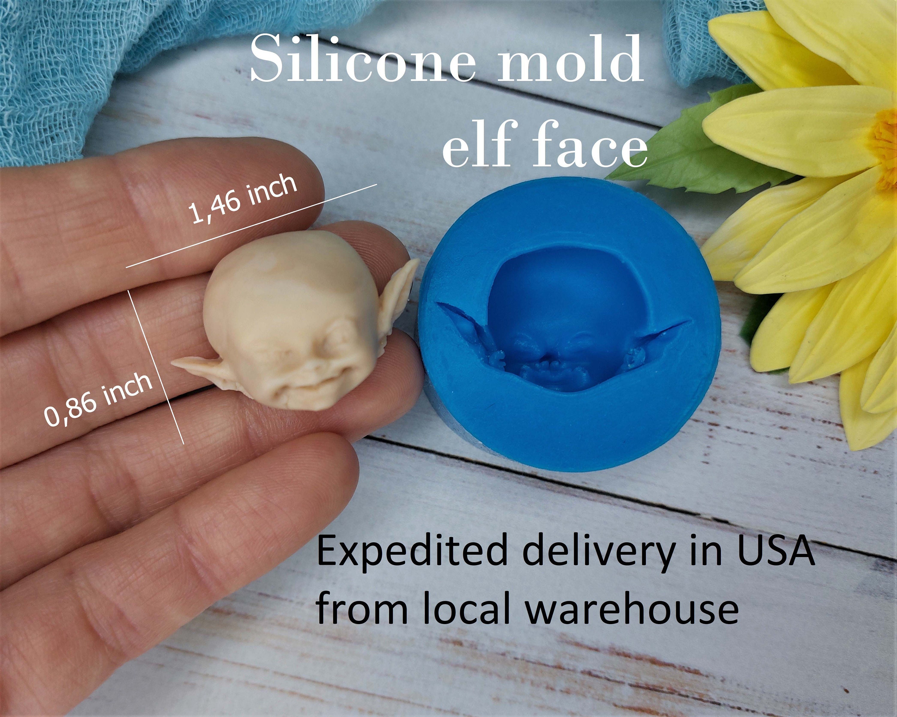 Silicone Baby Doll Face Mold With Ears, Head Doll Silicone Mold