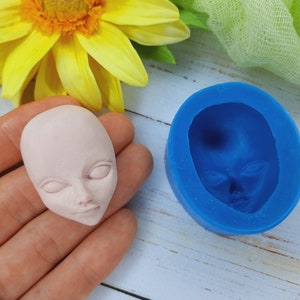 Silicone mold doll face size 4х3 cm/ 1,2х1,6 inch Doll mold for clay Miniature face doll mold Silicone Mold cup decorating