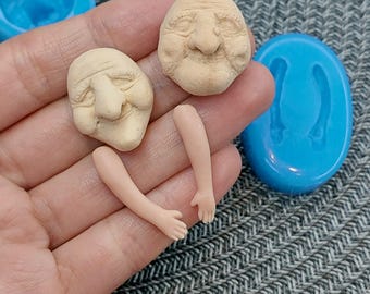 Zestaw silikonowych foremek w kształcie twarzy i dłoni starej wiedźmy – do gliny polimerowej | Idealny do halloweenowych projektów DIY i upiornych rękodzieł