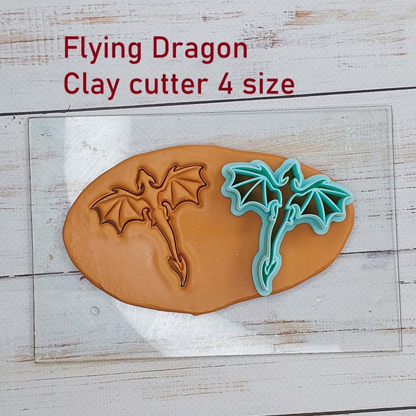 Flying Dragon polymer clay cutters size 5-65 cm/1,9 -2,5 inch Polymer Clay Earrings Dragon Cutters Polymer clay tools Christmas Clay cutters