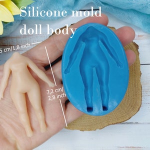 Stampo in silicone delle dimensioni del corpo di una bambola 7,2х4,5 cm/2,8х1,8 pollici per argilla polimerica, resina, fondente, cioccolato e mastice Stampo in silicone per decorare tazze