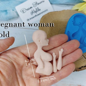 Silicone mold of pregnant woman size 6,2х2,5 cm/ 2,4х1 inch for clay resin fondant chocolate and sugar mastic Silicone Mold cup decorating