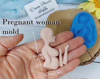 Molde de silicona de mujer embarazada tamaño 6,2х2,5 cm/ 2,4х1 pulgada para fondant de resina de arcilla chocolate y masilla de azúcar Molde de silicona decoración de tazas