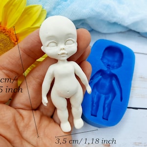 Silikonform Puppe Größe 7,5x3,5 cm/ 2,75x1,18 Zoll Puppenform für Ton Miniatur puppenform Silikonform Becher dekorieren