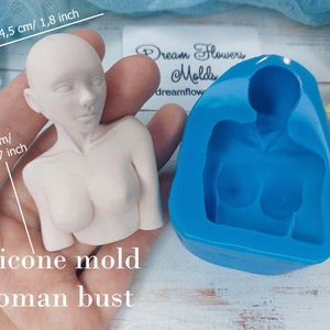 Silicone mold of bust woman size 7х4,5 cm/ 2,7х1,8 inch for clay resin fondant chocolate and sugar mastic Silicone Mold cup decorating