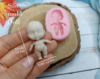 Molde de silicona de tamaño de muñeca 4,5х3 cm/1,9х1,2 pulgadas (ROJO) para arcilla y resina, fondant y chocolate Molde de marioneta en miniatura, molde para decoración de tazas