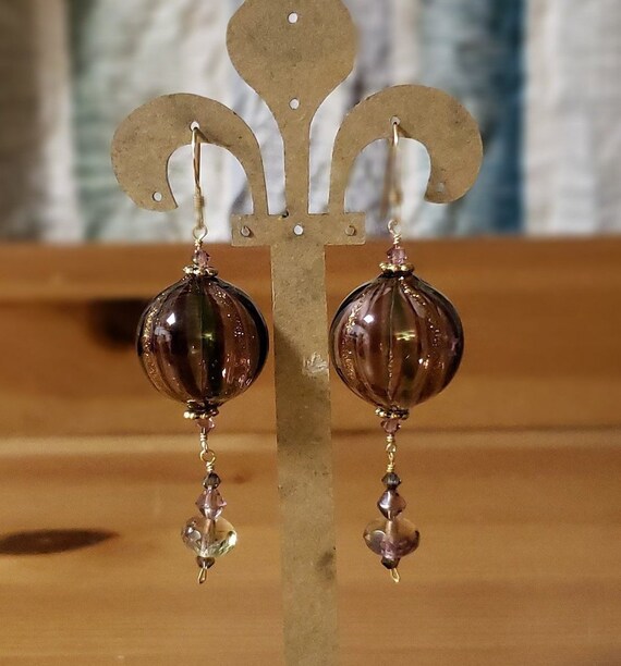 Crystal Faceted Glass Drop on Gold Filled Earrings