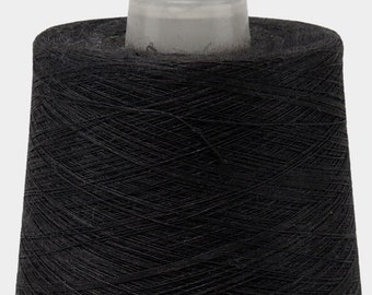 ピュアリネン糸（コーン付き）、500g（17.6オンス）｜ブラック12（1）｜染色亜麻糸｜単糸または撚糸｜リトアニア、Siulas社製