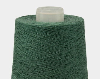 100% linen thread, 500g ( 17.6oz ) cone | dark green color | dyed flax yarn for crochet, knitting, needlepoint, weaving