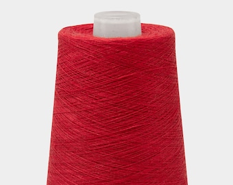 100% linen thread, 500g ( 17.6oz ) cones | red color | dyed flax yarns for crochet, knitting, weaving, needlepoint