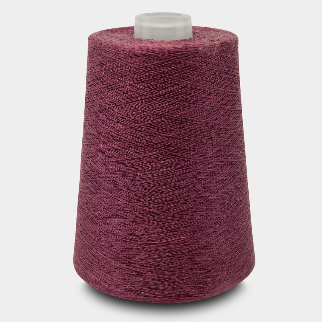 100 Linen Yarns, 500g 17.6oz Cones Boysenberry Color 1013 Dyed Flax
