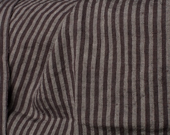 Brown striped linen wool blend fabric | Washed half-linen fabric | Width 145cm (57″) | Weight 210 gsm | Made by Siulas, Lithuania