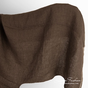 Dark brown linen fabric | Washed Linen Fabrics | Width 145cm ± 5%; weight ± 175g | made by Siulas, Lithuania